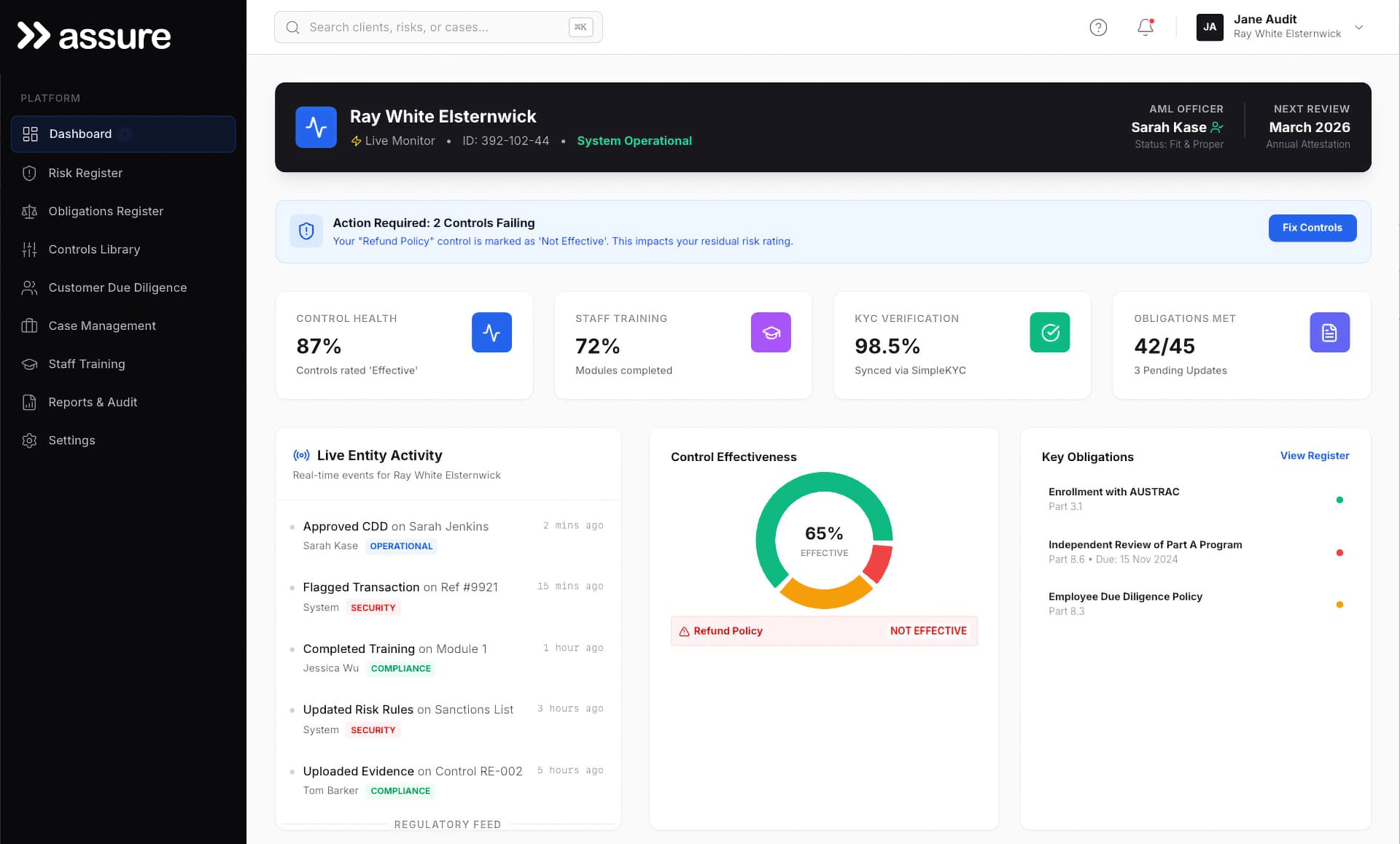 Assure GRC Dashboard
